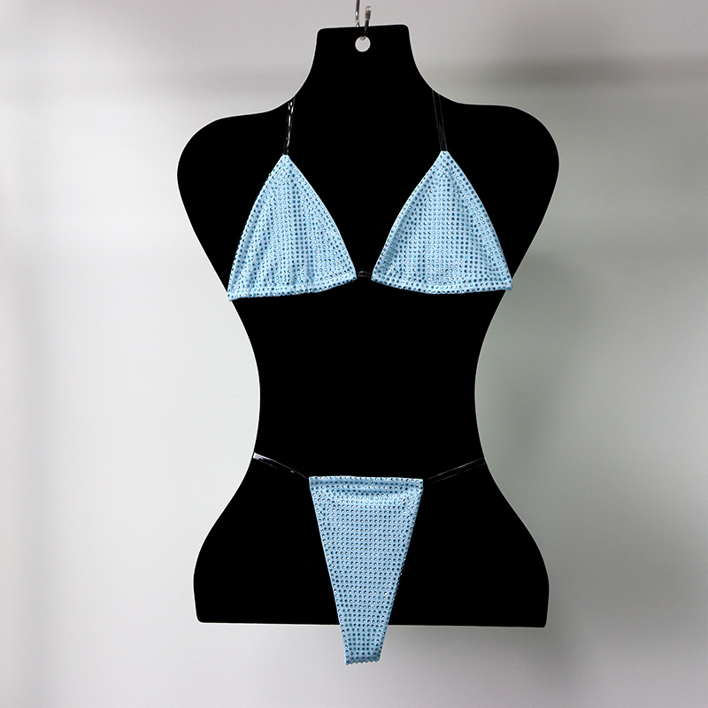 Bedazzled Red Diamond Bathing Suit with Transparent Strap Wholesale