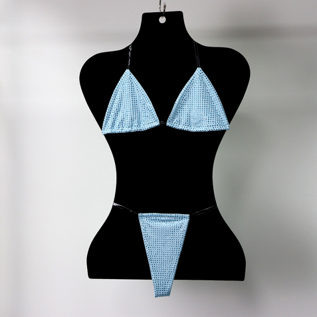 Bedazzled Red Diamond Bathing Suit with Transparent Strap Wholesale