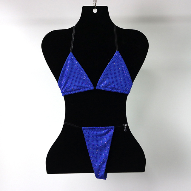 Bedazzled Red Diamond Bathing Suit with Transparent Strap Wholesale