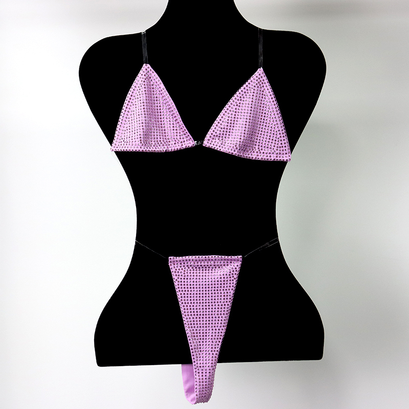 Bedazzled Red Diamond Bathing Suit with Transparent Strap Wholesale