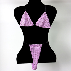 Bedazzled Red Diamond Bathing Suit with Transparent Strap Wholesale