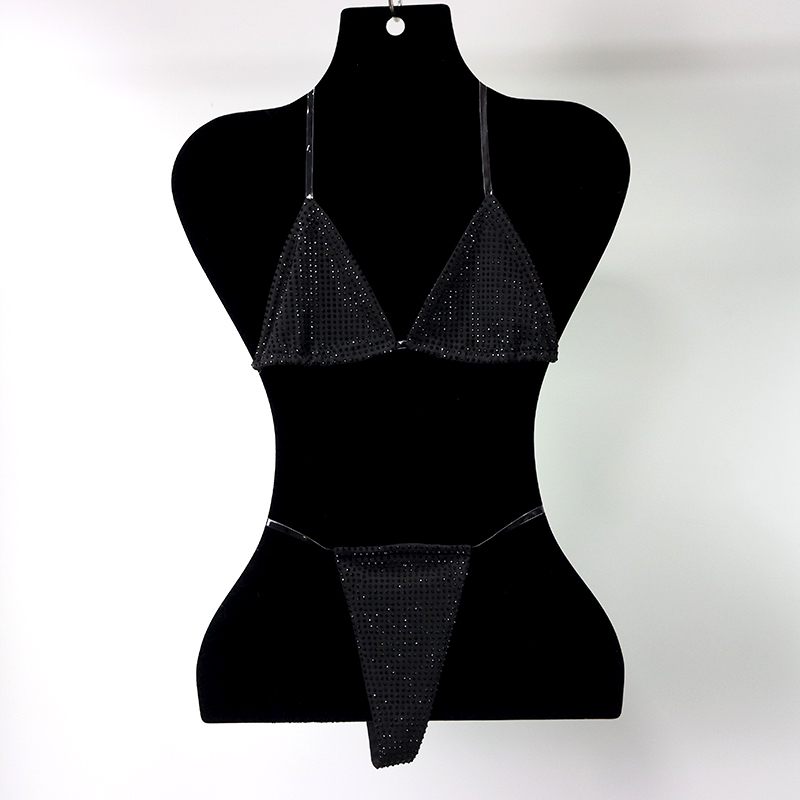 Bedazzled Red Diamond Bathing Suit with Transparent Strap Wholesale