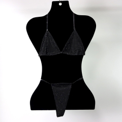 Bedazzled Red Diamond Bathing Suit with Transparent Strap Wholesale
