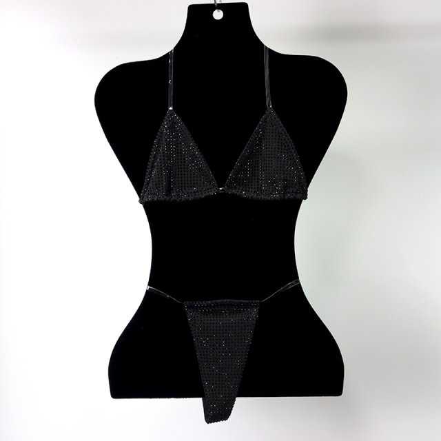Bedazzled Red Diamond Bathing Suit with Transparent Strap Wholesale