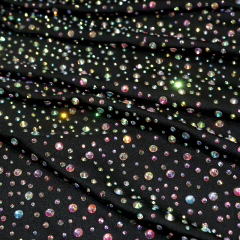 Randomly Mix 3 Different Sizes Black Rhinestone Fabric Wholesale