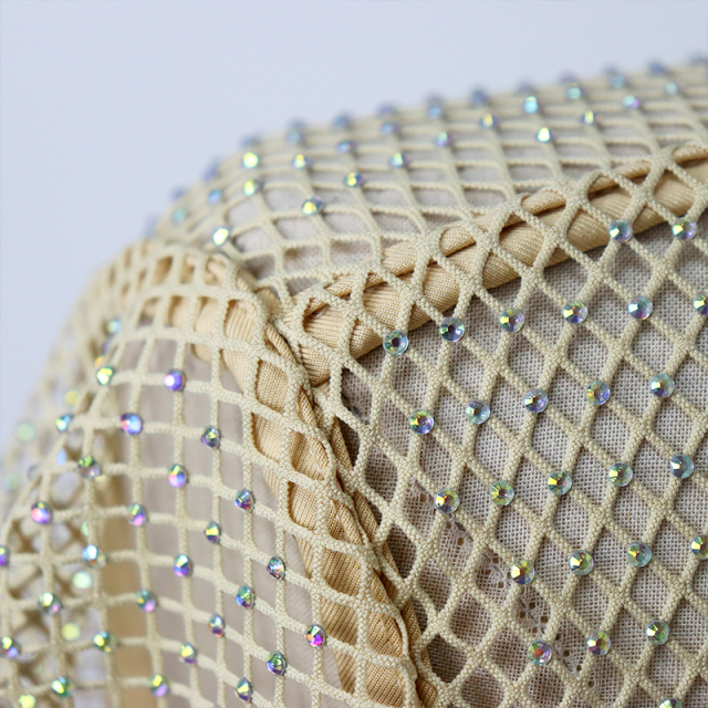 Sparkle Beige Crystal Mesh T Shirts Exporter