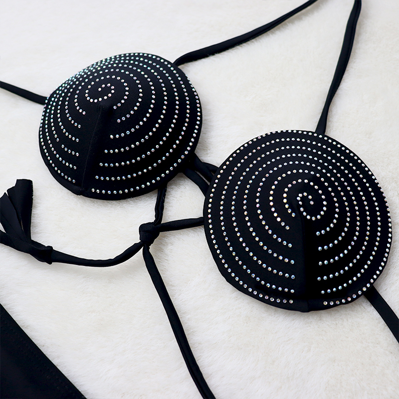 Circle Pattern Black Bathing Suit Manufacturer
