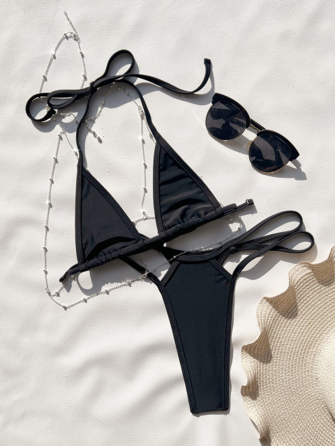 Body Chain Hollow Out Black Bikini Set Factory