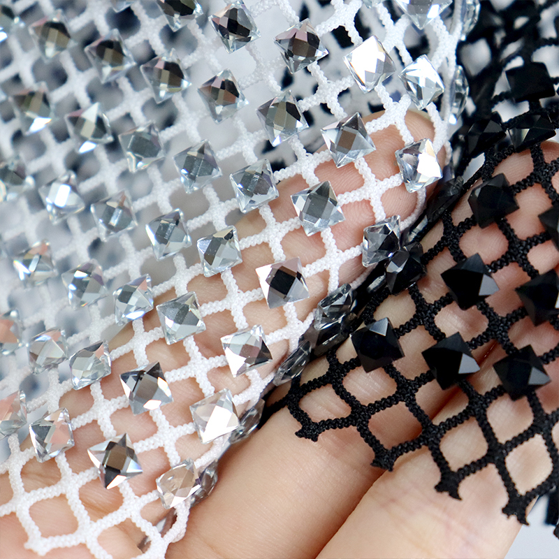 Square Shaped Diamante Mesh Crop Tank Top Wholesale