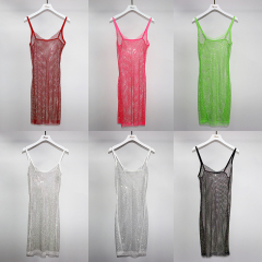 Crystal Mesh Backless Spaghetti Strap Mini Dress Custom