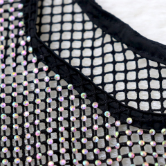 Luxury Black Crystal Net Vest Crop Top Exporter