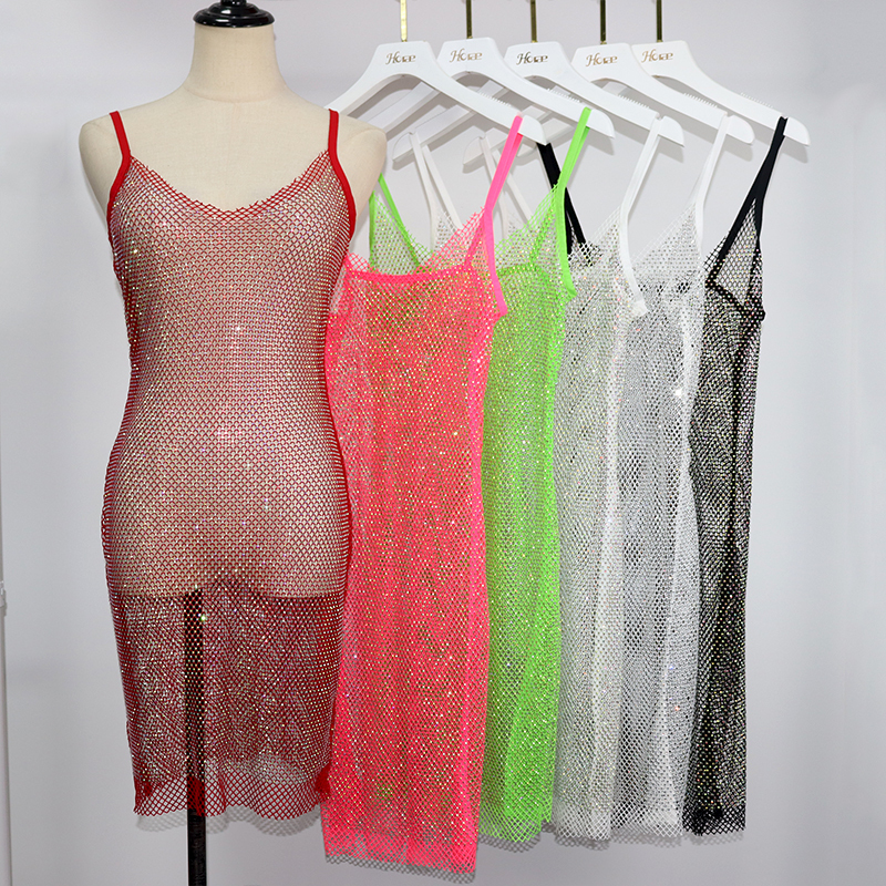 Crystal Mesh Backless Spaghetti Strap Mini Dress Custom