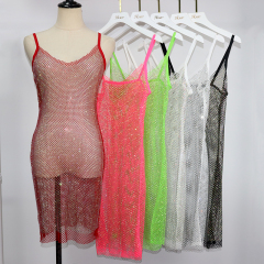 Crystal Mesh Backless Spaghetti Strap Mini Dress Custom