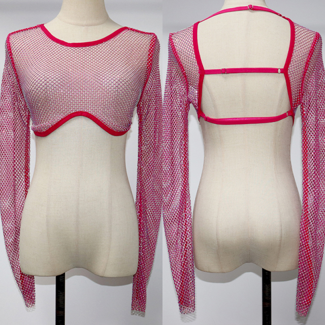 Beauty Back Diamante Mesh Crop Top Manufacturer