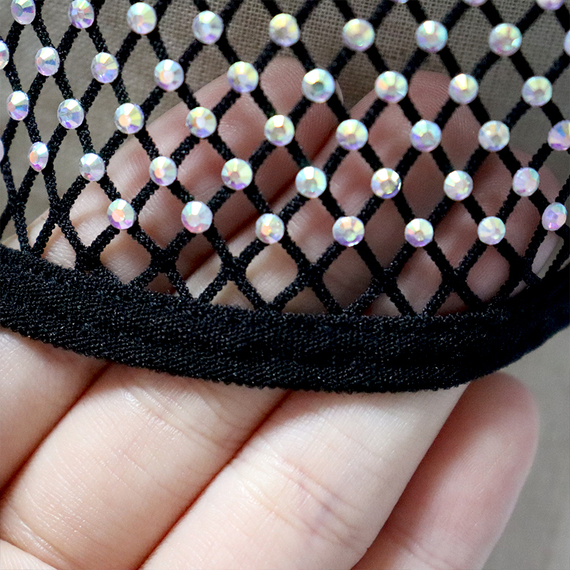 Blink Halter Lace Up Rhinestone Net Bralette Top Custom