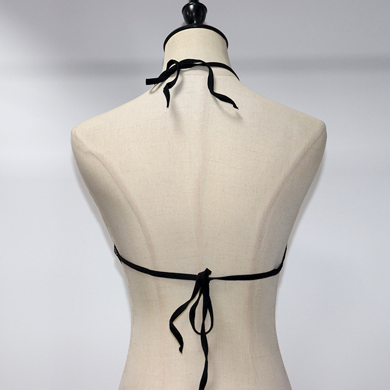 Blink Halter Lace Up Rhinestone Net Bralette Top Custom