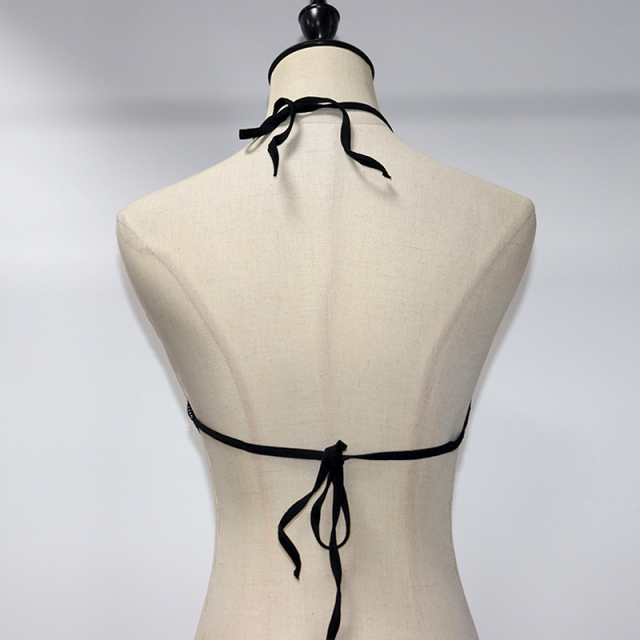 Blink Halter Lace Up Rhinestone Net Bralette Top Custom