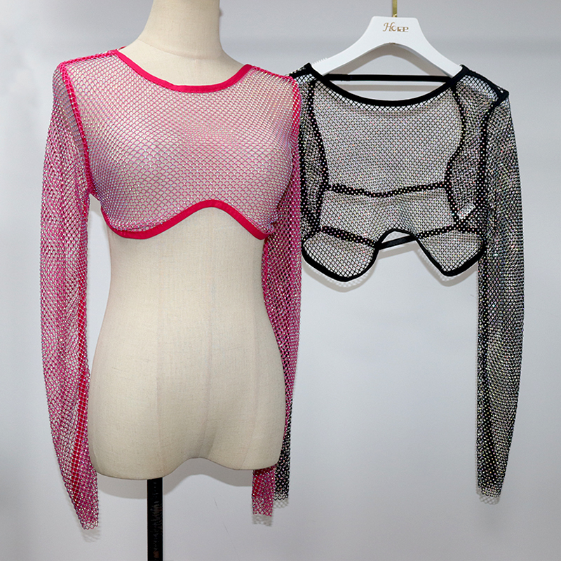 Beauty Back Diamante Mesh Crop Top Manufacturer