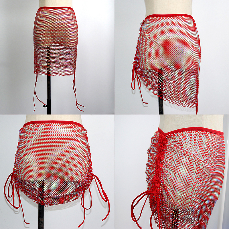 Diamante Mesh Short Skirt with Adjustable Side Strap Wholesale