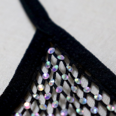 Blink Halter Lace Up Rhinestone Net Bralette Top Custom