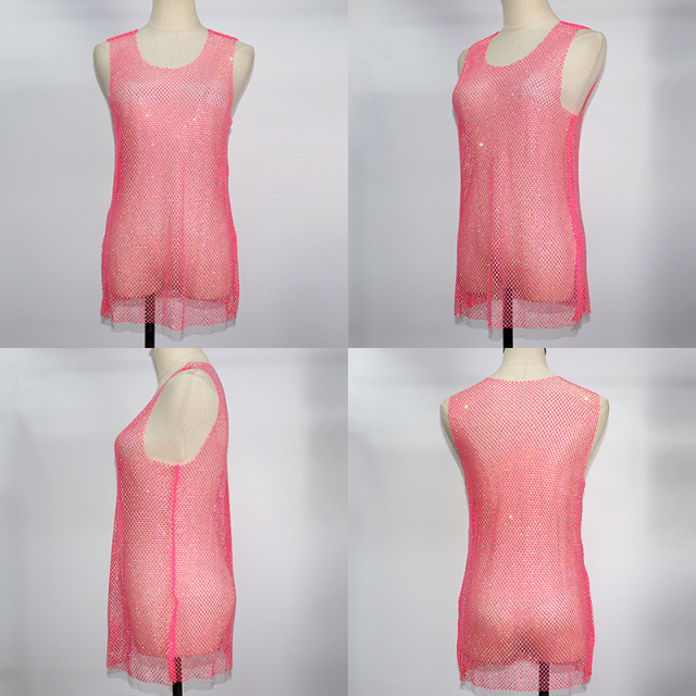 Sparkle Rhinestone Mesh Tank Top Wholesale