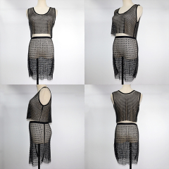Square Glass Crystal Mesh Sheer Mini Skirt Manufacturer