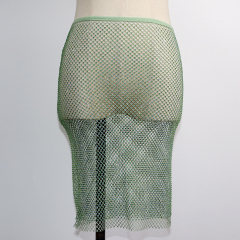 Light Green Rhinestone Mesh Skirt Sets Factory