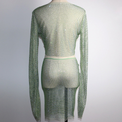 Light Green Rhinestone Mesh Skirt Sets Factory