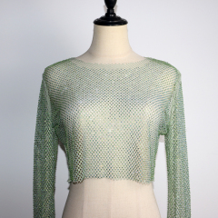Light Green Rhinestone Mesh Skirt Sets Factory