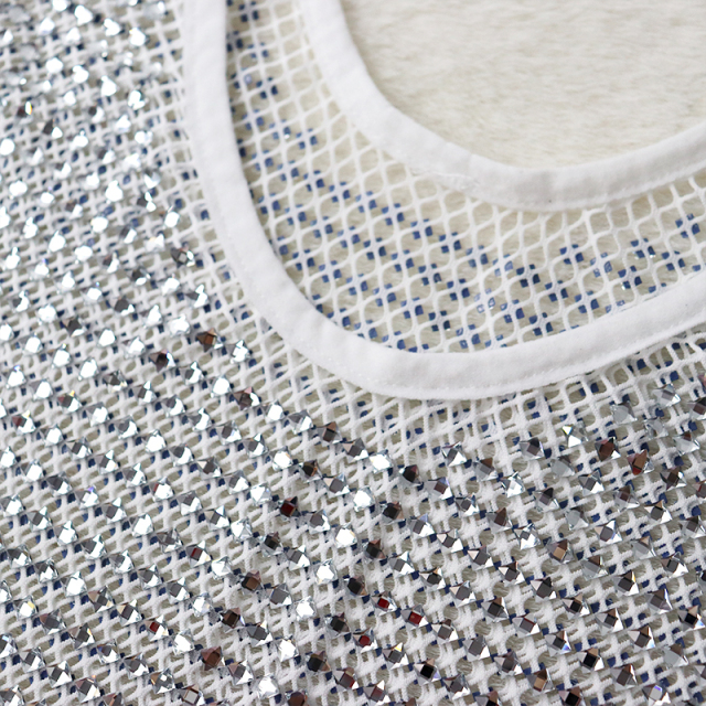 Square Shaped Diamante Mesh Crop Tank Top Wholesale