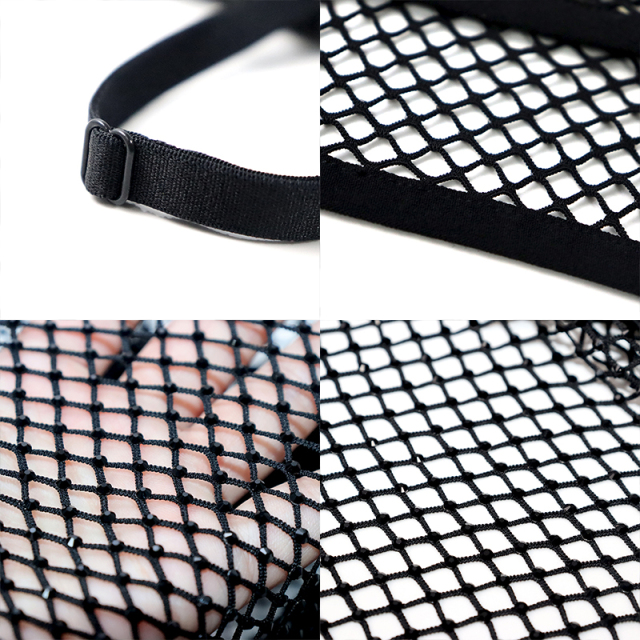 Sheer Black Rhinestone Mesh Crop Tank Top Supplier