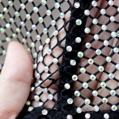 Luxury Black Crystal Net Vest Crop Top Exporter