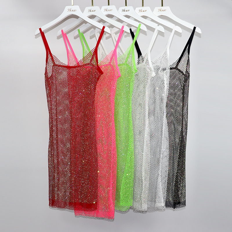 Crystal Mesh Backless Spaghetti Strap Mini Dress Custom