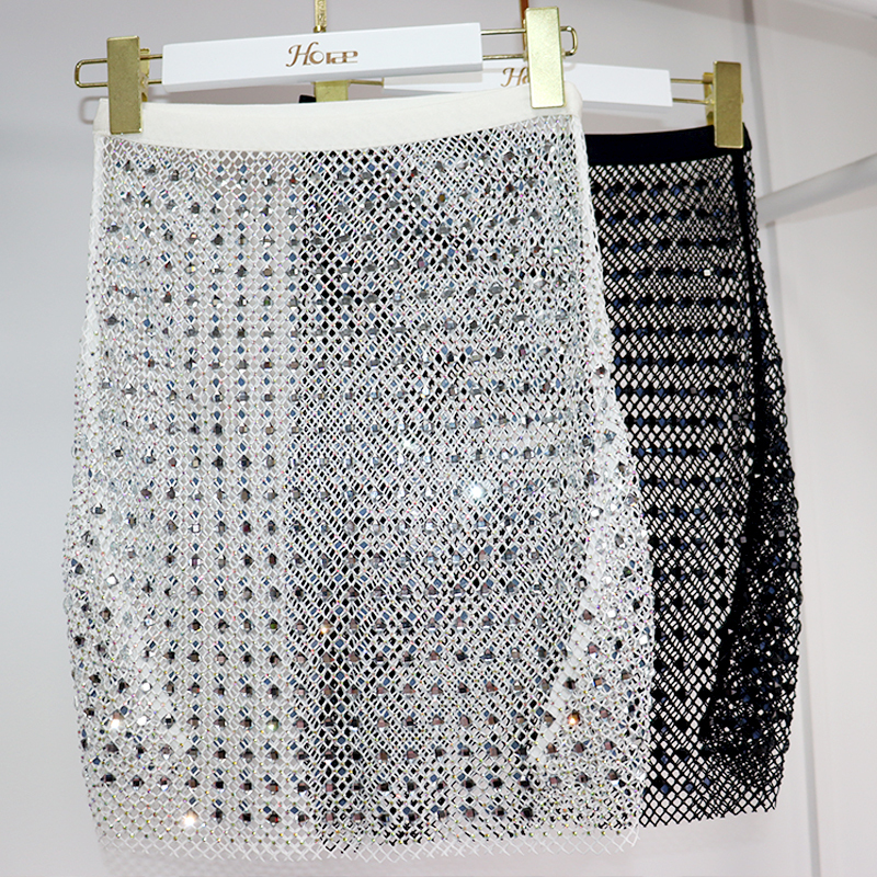 Square Glass Crystal Mesh Sheer Mini Skirt Manufacturer