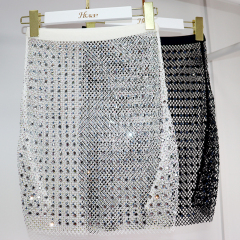 Square Glass Crystal Mesh Sheer Mini Skirt Manufacturer