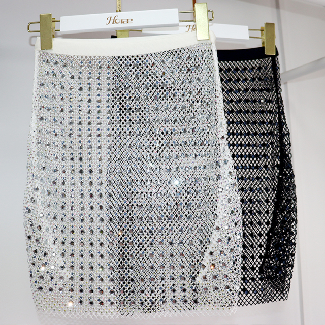 Square Glass Crystal Mesh Sheer Mini Skirt Manufacturer