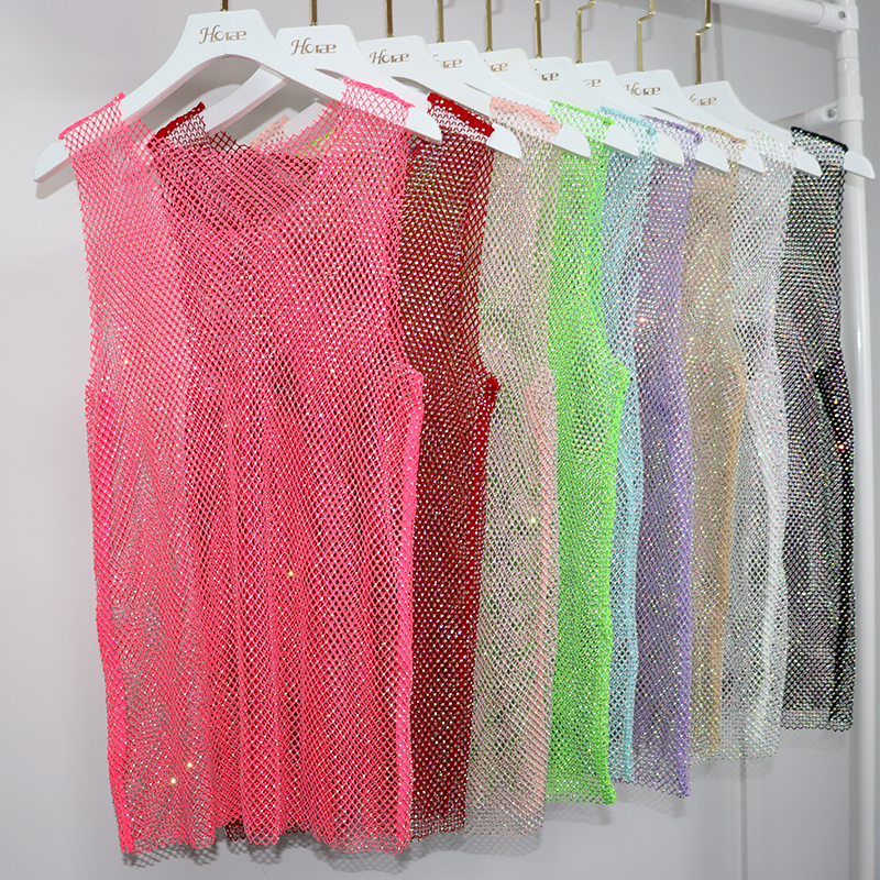 Sparkle Rhinestone Mesh Tank Top Wholesale