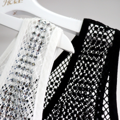 Square Shaped Diamante Mesh Crop Tank Top Wholesale