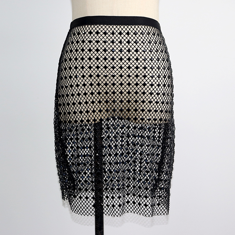 Square Glass Crystal Mesh Sheer Mini Skirt Manufacturer