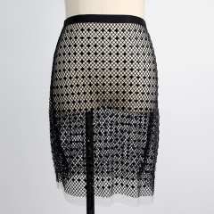 Square Glass Crystal Mesh Sheer Mini Skirt Manufacturer