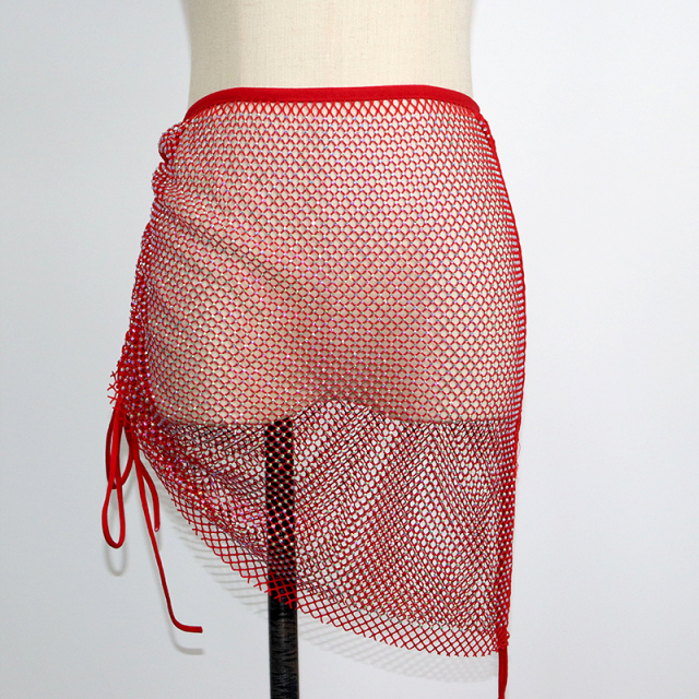 Diamante Mesh Short Skirt with Adjustable Side Strap Wholesale