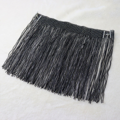 Tassel Design Black Plastic Crystal Mesh Short Skirt Custom