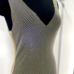 Beauty Back White Rhinestone Mesh Short Tank Dress Wholesale
