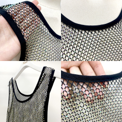 Loose Black Diamond Net Short Tank Dress Supplier