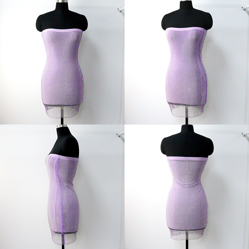 Sheer Rhinestone Net Mini Tube Dress Manufacturer