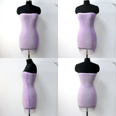 Sheer Rhinestone Net Mini Tube Dress Manufacturer
