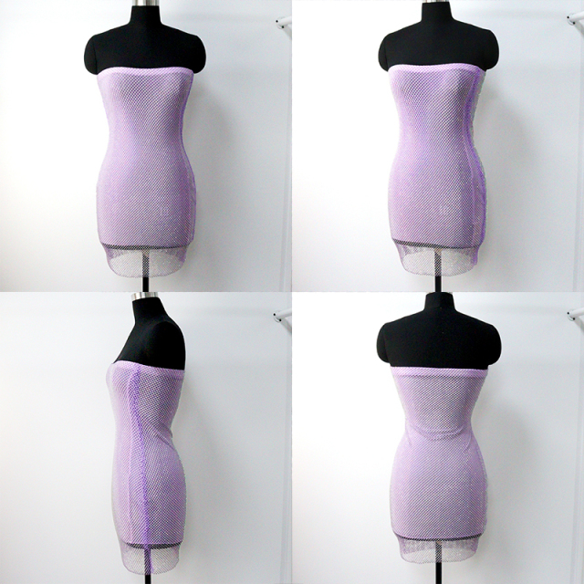 Sheer Rhinestone Net Mini Tube Dress Manufacturer