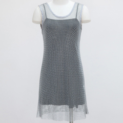 Loose Black Diamond Net Short Tank Dress Supplier
