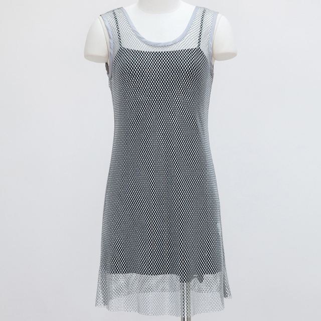 Loose Black Diamond Net Short Tank Dress Supplier
