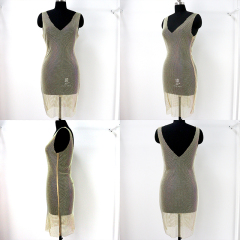 Beauty Back White Rhinestone Mesh Short Tank Dress Wholesale